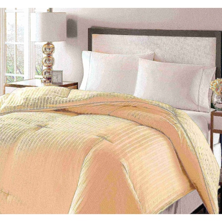 Blue Ridge 350 Thread Count Down Fiber Damask Stripe Comforter, Ivory, Full/Queen 011832
